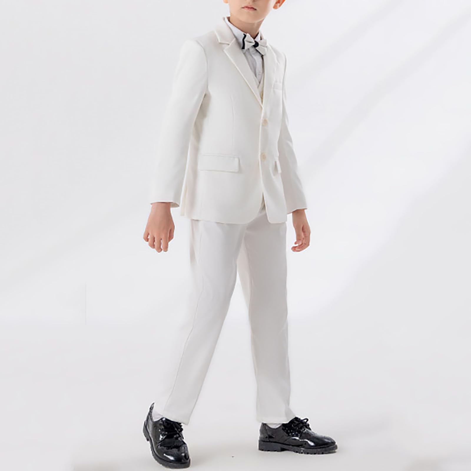 Conjunto De Traje para Niños 5 Piezas Abrigo Elegante Estilo Británico Elegante Pantalones Pajarita Práctica Festivo Fiesta Cumpleaños De Ajustado para Bodas Bautizos Y Eventos Formales Infantiles