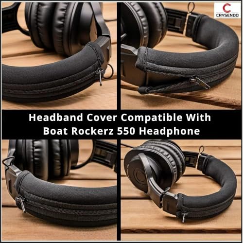 Image of Crysendo Headband & Cushion Combo for Boat Rockers 550 Headset | Replacement Soft Protein Leather, Memory Foam Ear Cushion & Neoprene Headband pad (Black)