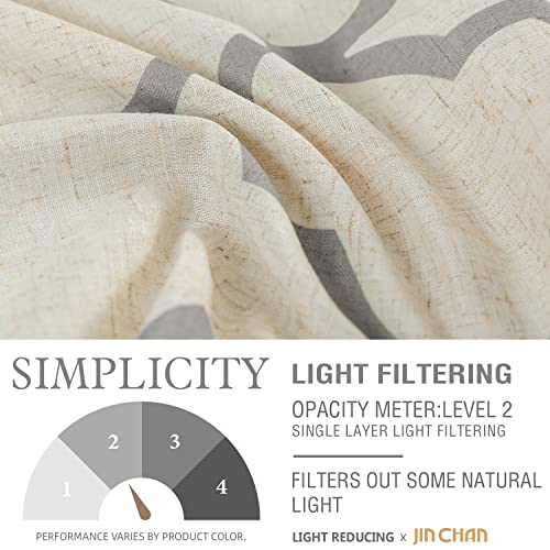 Jinchan MRCAGM-B2645P2C01N Linen Tier Curtains For Kitchen Moroccan Tile Printed Cafe Curtains Grey Geometric Lattice Modern Farmhouse Short Window Curtains Country Rustic Voile For Bathroom Rv 2 Panels Grey thumb #3