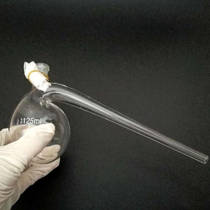 Matraz de vidrio de alto contenido en borosilicato Matraz de retorta de vidrio de borosilicato con cuello curvado, varios tamaños for uso en laboratorio(1000ml)