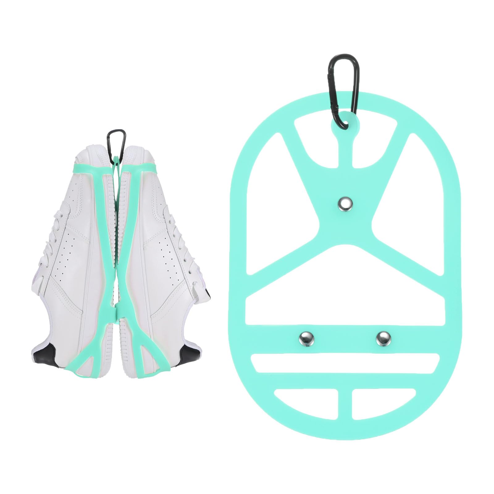 TIXIPEM Shoe Holster for Backpack [1SET] - Elastic Silicone Footwear Holder with Clip Use for Travel & Outdoors & Sports - [Cyan-Blue-L] Hang Extra Shoes Cleats Boots