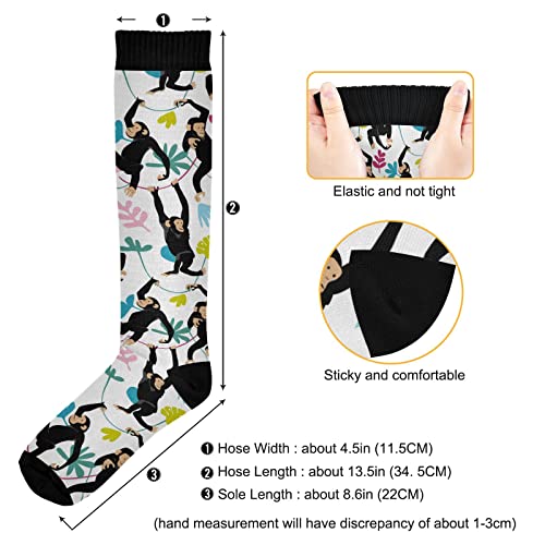 Wusikd Funny Monkey Compression Socks for Women and Men Circulation Colorful Long Socks for Athletic Running 13