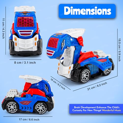 Image of Zest 4 Toyz 2 in 1 Deformation Car for Kids with Light and Sound Effects | Dino Deformed Battery Operated Car Toy Transformers Toys 360 Rotating | Suitable for 3+ Years Boys and Girls- Blue