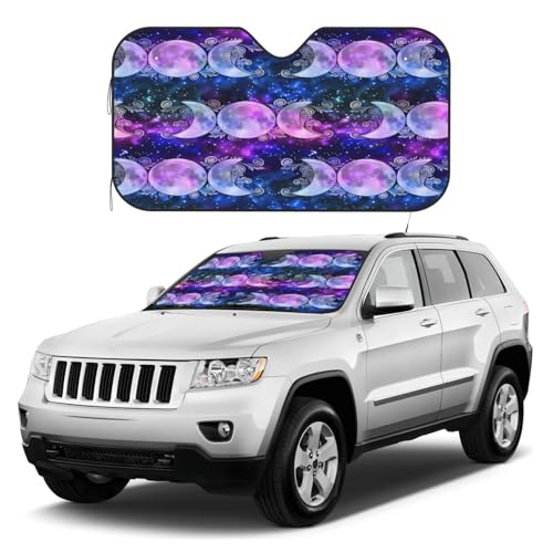 Triple Moon Goddess Wiccan Pagan Witch Windshield Sunshade for Car SUV Truck Foldable Uv Ray Reflector Front Window Sun Shade Visor Shield Cover