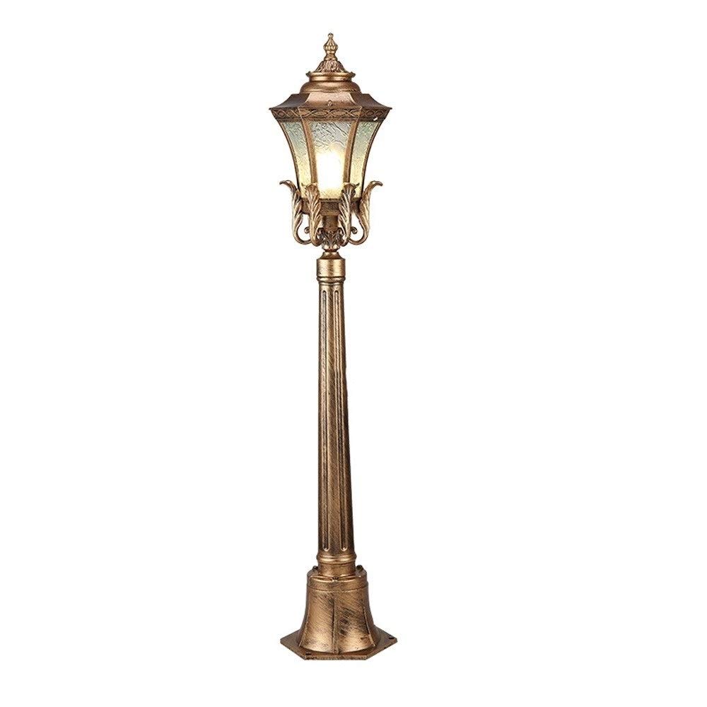 GTHTUHFD Lamp Post Lights, Vintage Ip65 Rainproof Road Glass Garden Street Light Antique Rustic Pastoral Aluminum Lawn Floor Lantern Traditional Courtyard Villa Pathway Landscape Pilla,Brown-2.15M