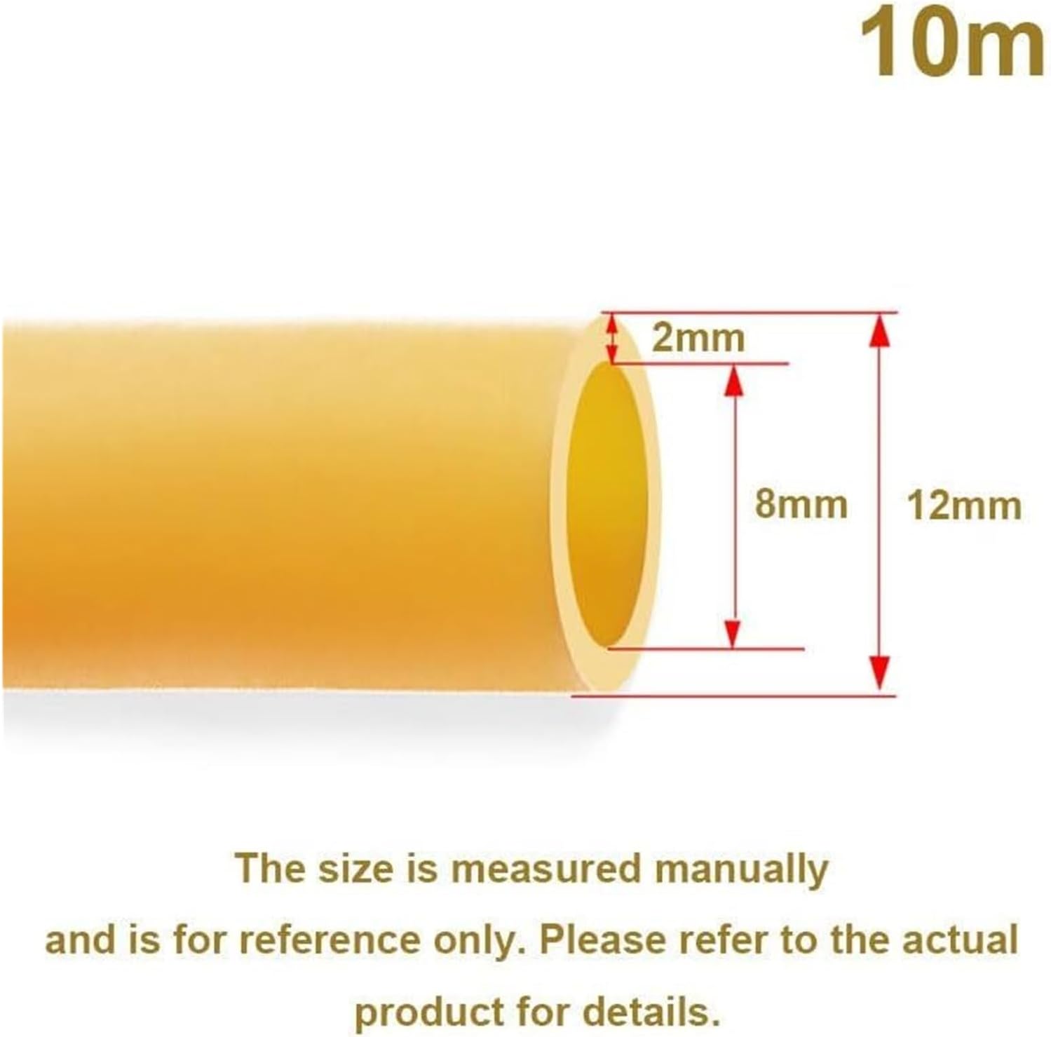 Latex Rubber Tubing, Yellow Flexible Hose for Lab Experiments, Slingshot Bands, Tourniquet, and DIY Projects, 8Mm*12Mm(10m)