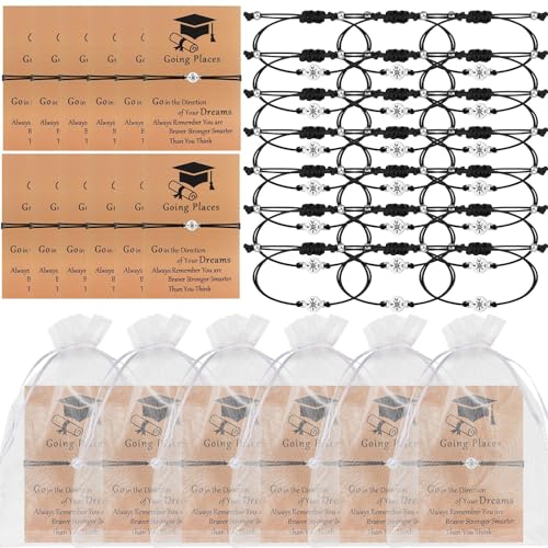 HAOWANWW 24 Juego de Pulseras de Graduación para Regalo para Él/Ella, Pulseras de Brújula Inspiradoras a Granel, Regalos de Fin de Estudios para la Clase de 2026 con Tarjeta de Bendición, Bolsa de