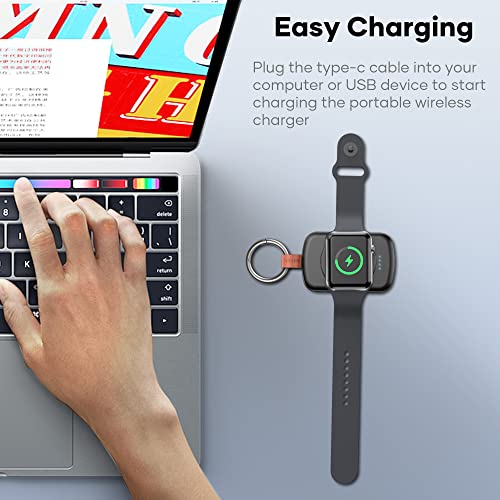 Ckfn Portable Wireless Charger For Apple Watch, 1800Mah Power Bank Smart Keychain Gift With 4 Led Indicators, Magnetic Iwatch Charger For Apple Watch Series 8,7,6,5,4,3,2,1,Se/Nike+/Hermes (Black) #TOP6