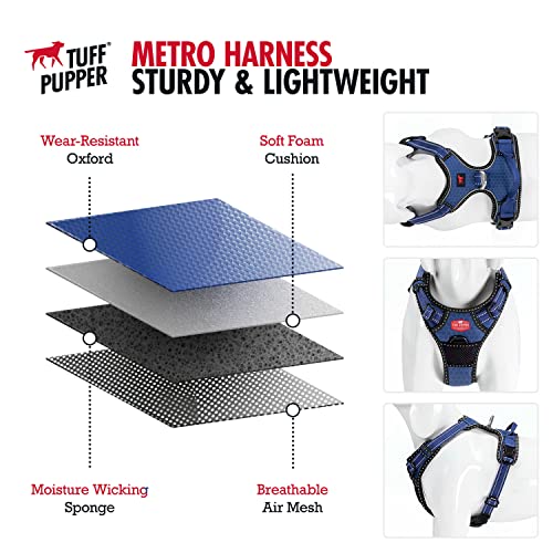 Tuff Pupper Anti Pull Heavy Duty Dog Harness, Easy Walk Front & Back Leash Clips, Strong Safety Handle, Reflective Vest, Comfortable Padded Training Harness, Small Medium Large Dogs (Medium, Blue) Tuff Pupper Anti Pull Heavy Duty Dog Harness, Easy Walk Front & Back Leash Clips, Strong Safety Handle, Reflective Vest, Comfortable Padded Training Harness, Small Medium Large Dogs (Medium, Blue)