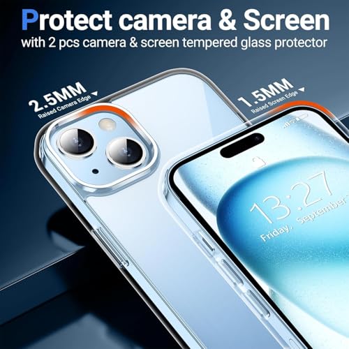 Image of ClearShield Transparent Back Cover for iPhone 15, Hybrid PC & TPU Shockproof Design, 360 Degree Protection Crystal Clear Case, Anti-Scratch Armor Mobile Phone Cover