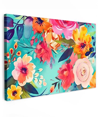 MuchoWow© Bild auf Leinwand Groß 120x80 cm XXL Schlafzimmer Bilder Wand Deko Wohnzimmer Modern Wanddeko Bilderwand Geschenk Kunstdruck - Blumen - Ölfarbe - Bunt - Natur MuchoWow© Bild auf Leinwand Groß 120x80 cm XXL Schlafzimmer Bilder Wand Deko Wohnzimmer Modern Wanddeko Bilderwand Geschenk Kunstdruck - Blumen - Ölfarbe - Bunt - Natur