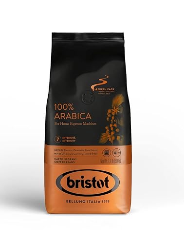Bristot Granos espresso 100% arábica Granos expreso italianos Tostado medio 1.1lb500g