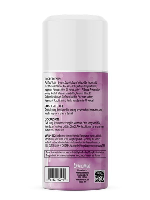 ANUMED Natural Bioidentical Estriol 2.5% Beauty Cream for Women, 3oz