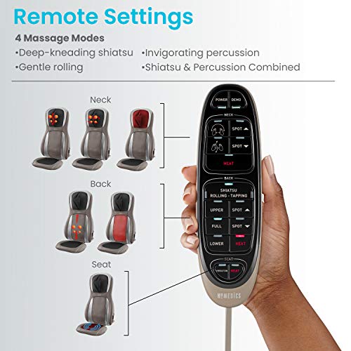 Image of Homedics Perfect Touch Masseuse Heated Massage Cushion | App Controlled, Adjustable Height, 4 Massage Styles | Relief for Back, Shoulder & Neck | Shiatsu, Rolling, Percussion, or Combination Massage