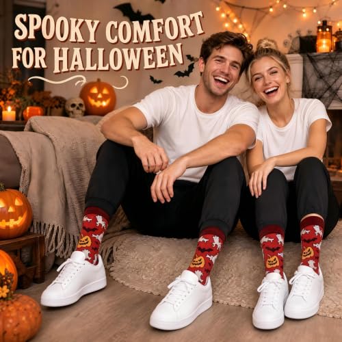 Halloween Socks Men, Halloween Gifts for Men Boys, Pumpkin Skeleton Socks - image 7