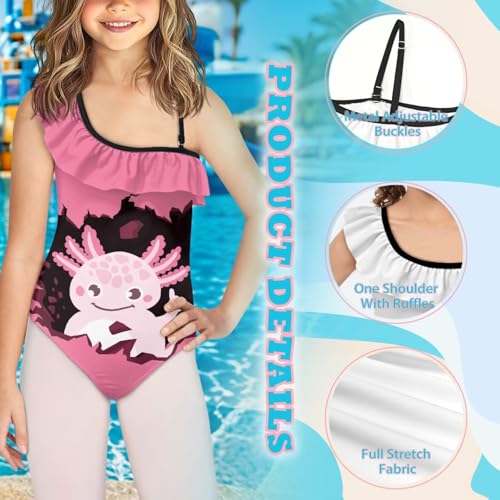 TOADDITDO Axolotl Print Girls Swimsuit One Piece Bathing Suit Swimsuit Ruffle Swimwear for Swimming Pool4