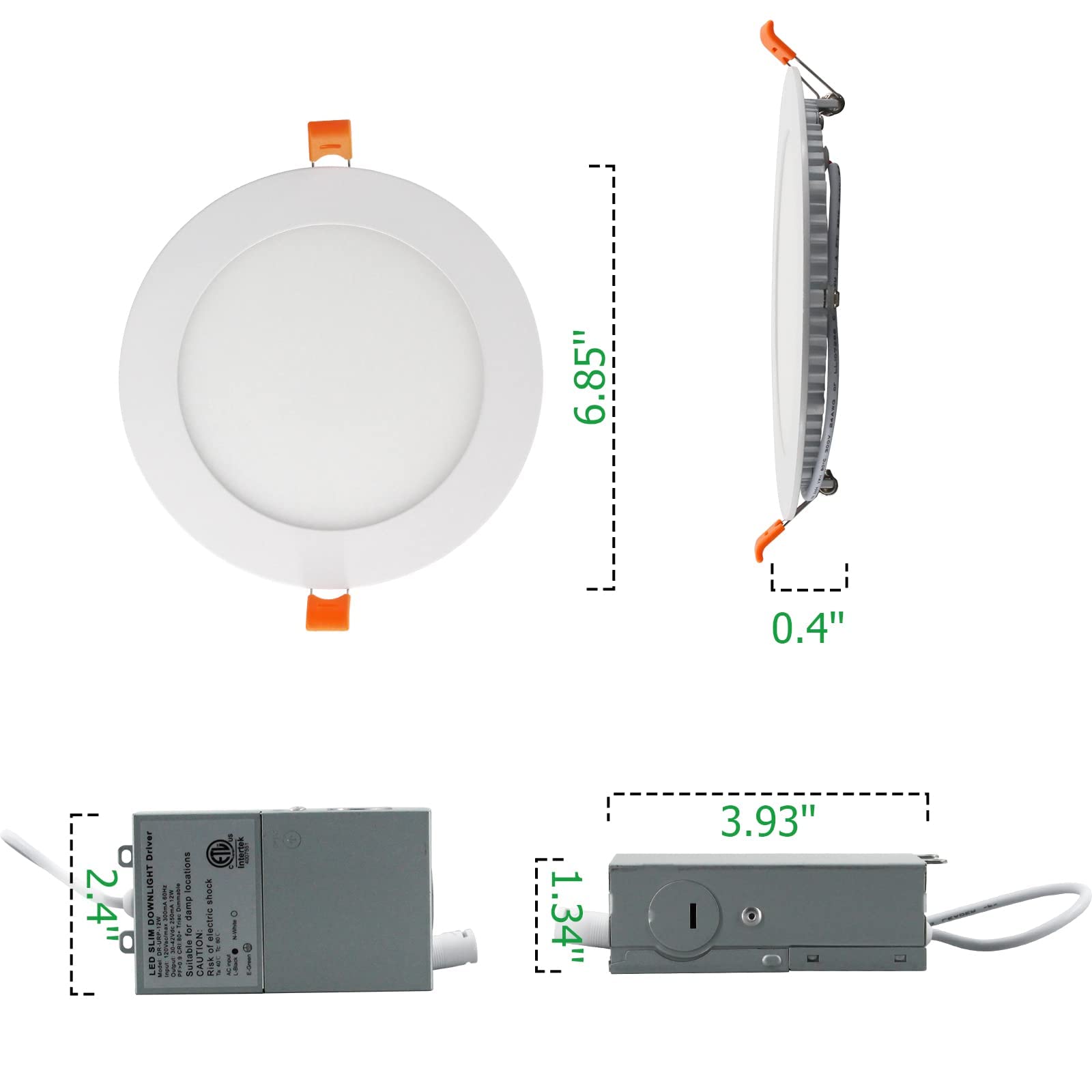 TDLOL 12 Pack 6 Inch 5CCT LED Recessed Ceiling Light with Junction Box, 12W 100W Eqv Recessed Lighting, 2700K/3000K/3500K/4000K/5000K Selectable, Dimmable LED Can Lights, 1050LM High Brightness