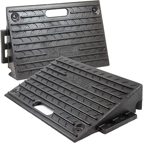 Street Solutions UK Rubber Kerb Ramps | Heavy Duty Threshold Ramps for Wheelchairs, Cars Vehicles, Caravan, Scooter Wheels, Skateboard, Motorcycle, Disabled Chair & Dog | Set of 2 Cover
