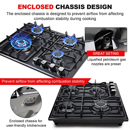 FORIMO Gas Cooktop 22Inch，Built in Gas Cooktop 4 Burners Stainless Steel Stove with NG/LPG Conversion Kit Thermocouple Protection and Easy to Clean by forimo - Used condition - Image 6