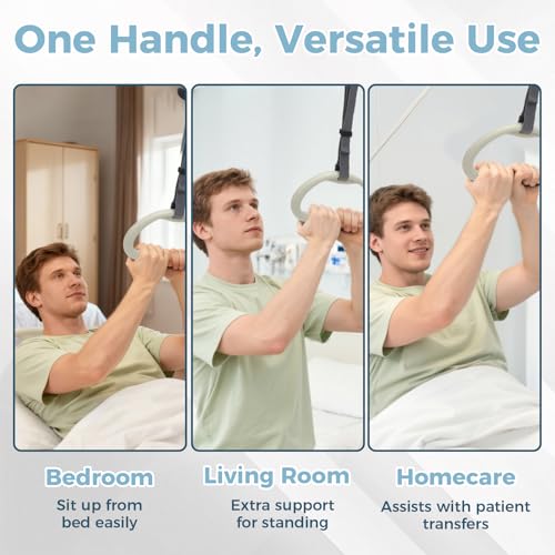 HENGBIRD Bettgalgen Handgriff – Extra Breite 30cm, Ergonomisch Geformt & Rutschfest, Höhenverstellbarer Bettgriff mit Verstellbarem Riemen für Mehr Sicherheit und Komfort im Alltag