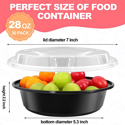 Meal Prep Container,30 Pack Food Prep Containers,28 Oz Meal Prep Bowls With Lids,Reusable Food Containers With Lids,Round Plastic Lunch Containers,Bpa-Free,Stackable,Microwave/Dishwasher/Freezer Safe #TOP1