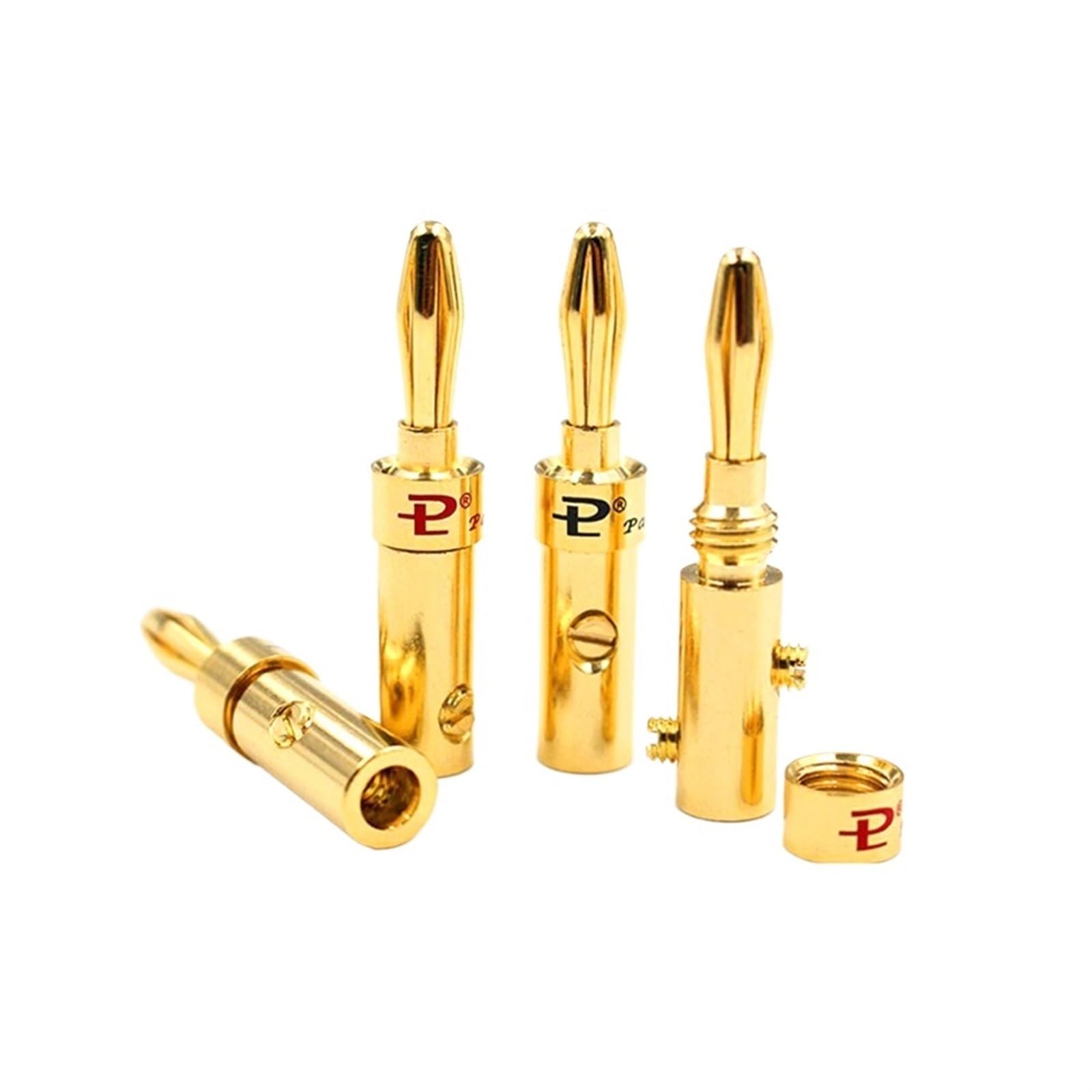 Lot de 4/8 fiches banane de 4 mm - Câble de haut-parleur plaqué or et cuivre - Fiche banane (12 pièces)