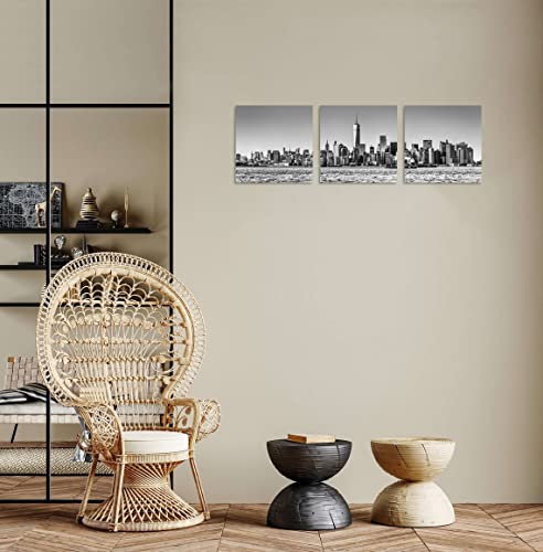 Tutubeer 3 Panel New York Skyline Wall Art New York City Skyline Black & White Prints On Canvas New York Canvas Black And White Cityscape The Picture Nyc City Picture For Home Decor,3Pcs/Set #TOP3