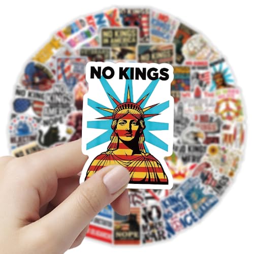 Image of 60PCS No Kings Stickers, Anti Kings USA Patriotic Stickers, Funny Anti Trxxp Decals, Waterproof Vinyl Political Stickers for Bumper, Laptop, Water Bottle, Car Window, Tumbler