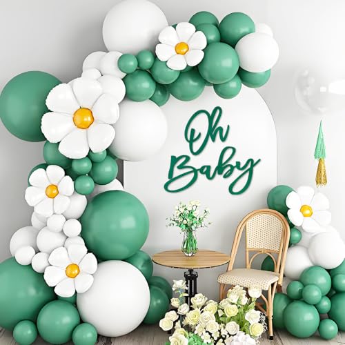 Image of 'Oh Baby' Sign for Backdrop - Felt Green Ralph Lauren Baby Shower Banner Boy Girl Decorations Gender Reveal 1st Birthday Party Photography Background