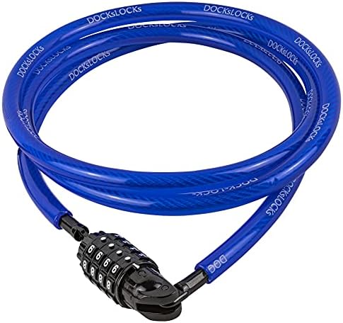 DocksLocks Anti-Theft Weatherproof Straight Security Cable with Resettable Combination Lock for Kayaks, Bicycles, Paddleboards, Equipment and More 15ft