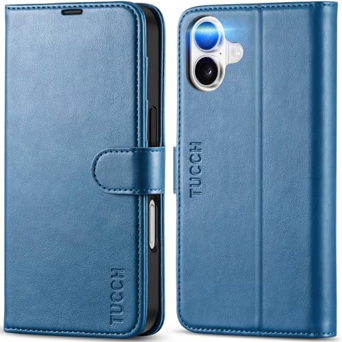TUCCH Wallet Case for iPhone 16, Magnetic PU Leather Kickstand Flip Cover with 4 Card Slot...