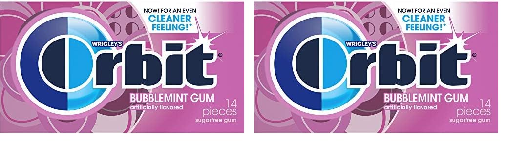 ORBIT Bubblemint Sugarfree Gum Single Pack, 14 Pieces (Pack of 2)