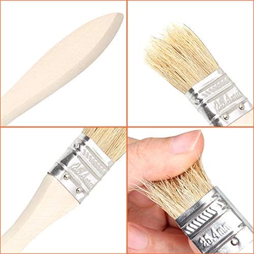 ASelected 50Pack 1 inch Chip Paint Brushes Set Flat Natural Bristle Disposable Paint Brushes with Wood Handle for Acrylic Paint, Stains, Varnishes, Watercolours, Furniture, Glues, Wall Painting, Gesso