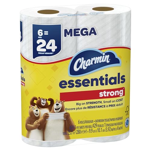 Charmin Essentials Strong Toilet Paper 6 Mega Rolls, 429 sheets per roll - image 8