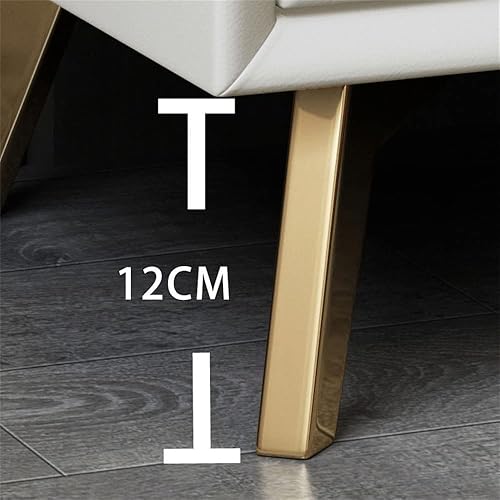 Miniatura 7 de Mesita de noche de madera maciza con 2 cajones, mesa auxiliar moderna con cajón deslizante, patas de metal, mesa de noche moderna e mesa auxiliar