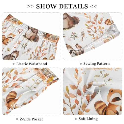 ALAZA Cute Bear Fox Raccoon Squirrel Duck Pajama Shorts Sleep Shorts Pant Lounge Pajama Bottoms Elastic Waist with Pockets3