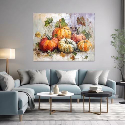 Poster Halloween citrouille verte pour salon et bar 70x100cm