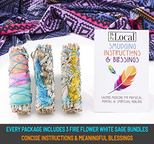 image for JL Local Fire Flowers Sage Smudge Sticks - Sage Bundles - White Sage w