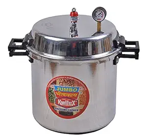 Kwitex Commercial Industrial Restaurant Aluminium Outer Lid Pressure Cooker (40 L, Silver)