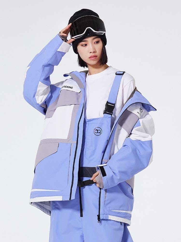Colorblock Baggy Snowboarding Jackets for Men Women Insulated Large Pocekets Ski Jacket Outdoor Snowboard Jackets