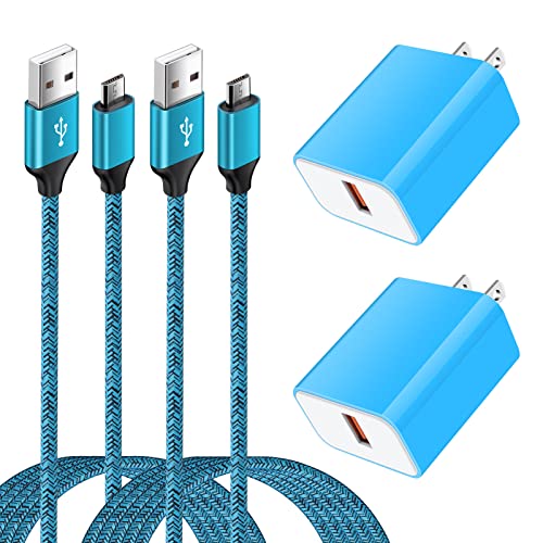 18W QC3.0 Fast Wall Charger Plug for Android Phone Fast Charging for Fire Tablet, Kindle, Samsung Galaxy J3 J5 J7 J8 S7 S6, PS4 Xbox LG K40 K20, Moto E4 E5 E6, Micro USB Charger Cable Cord 6FT 2Pack