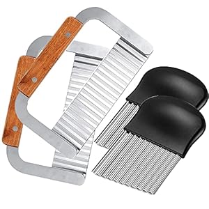 Zuzer 4 stks Crinkle Choppers, Crinkle Cutter Aardappelsnijder Crinkle Snijgereedschap Frietsnijder Roestvrijstalen…
