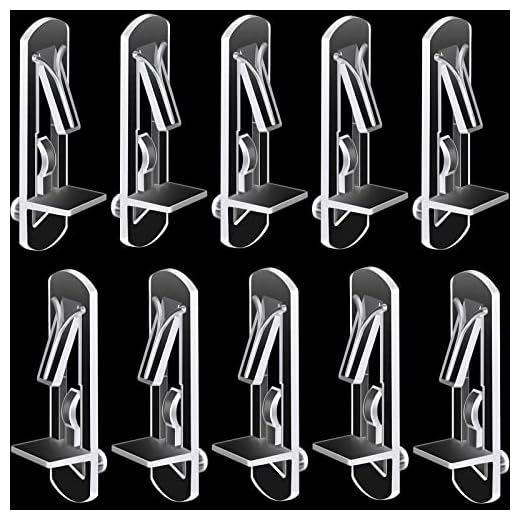 Locking Shelf Pegs Plastic Locking Shelf Pins Self-Locking Shelf Support Peg Clear Cabinet Shelf Clips for Kitchen Cabinet Furniture Book Shelve 1/4 Inch Peg x 5/8 Inch Thick Shelving (10 Pieces)