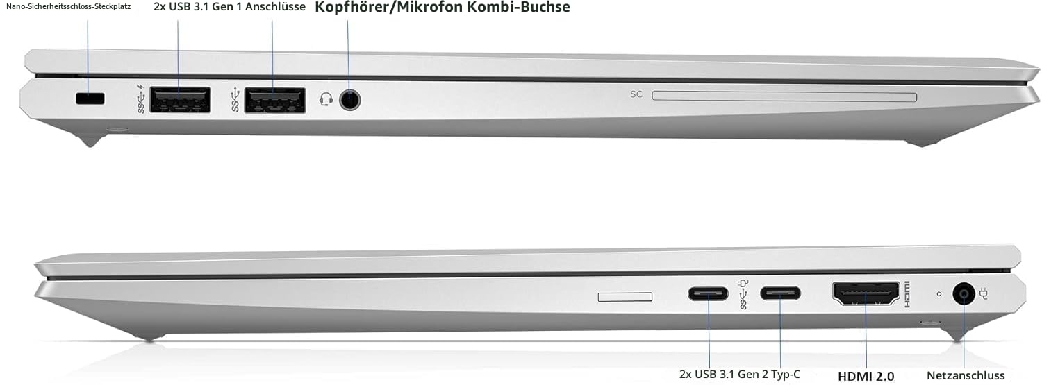HP EliteBook 845 G7 Business Laptop, 14 Zoll FHD, AMD Ryzen 5 Pro 4650U, 16 GB RAM, 256 GB SSD, QWERTY-Tastatur, Windows 11 Pro (Generalüberholt)