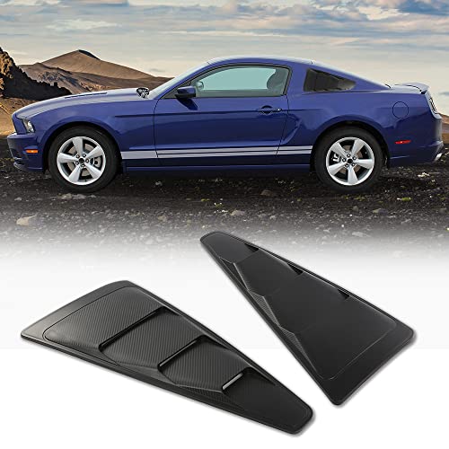 Cheda Carbon Style Unpainted Black Quarter Side Window Louvers Board Compatible With 2005 2006 2007 2008 2009 2010 2011 2012 2013 2014 Ford Mustang #TOP14