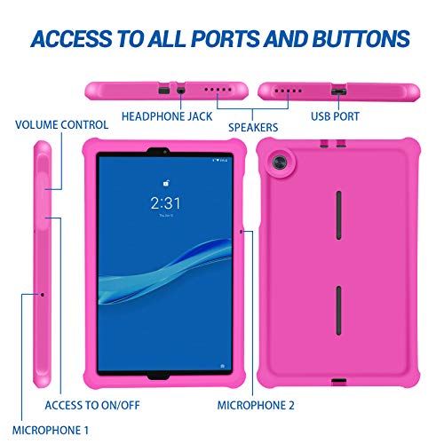 Mingshore Silicone Rubber Rear Bumper For Lenovo Tab M10 Fhd Plus (2Nd Gen) Tb-X606F Tb-X606X Tb-X606V Tb-X606Fa Tb-X606Xa M10 Plus 10.3 Inch Tablet Kids Friendly Rugged Bouncing Case (Raspberry) #TOP1