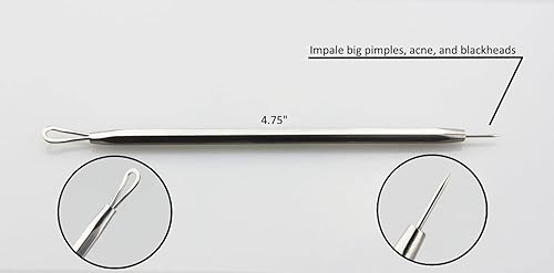 Miniatura 9 de Juego de herramientas para eliminar puntos negros, 6 piezas de extractores profesionales de acero inoxidable quirúrgico para manchas faciales y