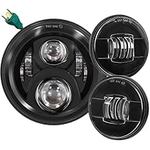 Eagle Lights 8700BG2PK-G2 7" Headlight with Spot/Passing Light Kit for Harley Davidson and Indian Motorcycles - Generation II/Black Kit/No Installation Accessories