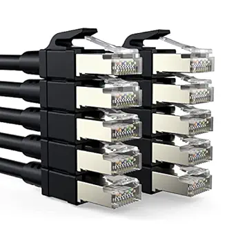 CAT8 Ethernet Cable 15ft 10pack, CABNEER 40Gbps/2000MHz Black Cat8 High-Speed STP RJ45 LAN Internet Network Cable - Heavy Duty Shielded Patch Cord for Computer Modem Router PC PS3 PS4 TV -15 Feet