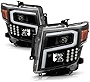VIPMOTOZ Neon Tube LED Strip Halogen Projector Headlight For 2016-2022 Nissan Titan/XD Driver & Passenger Side Black Housing Headlamp Assembly Replacement
